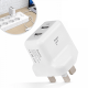 Hoco UH205 Double USB 3 Pin Home Charger - White