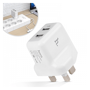 Hoco UH205 Double USB 3 Pin Home Charger - White