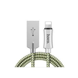 Hoco U10 Zinc Alloy Reflective Knitted Lightning Charging Cable - Black