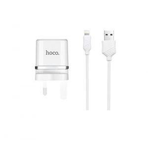 Hoco C11B Smart Single Port Charger Set with Lightning Cable - White